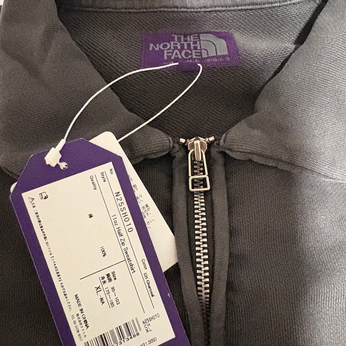 노스페이스 퍼플라벨 11oz 하프 집업 스웨트셔츠 (차콜 CH) 상품이미지2