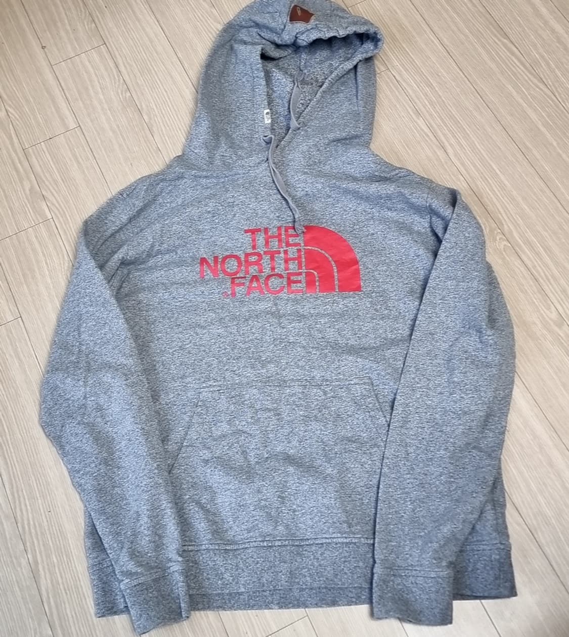 노스페이스 회색 후드티 레드 로고(105) 상품이미지1