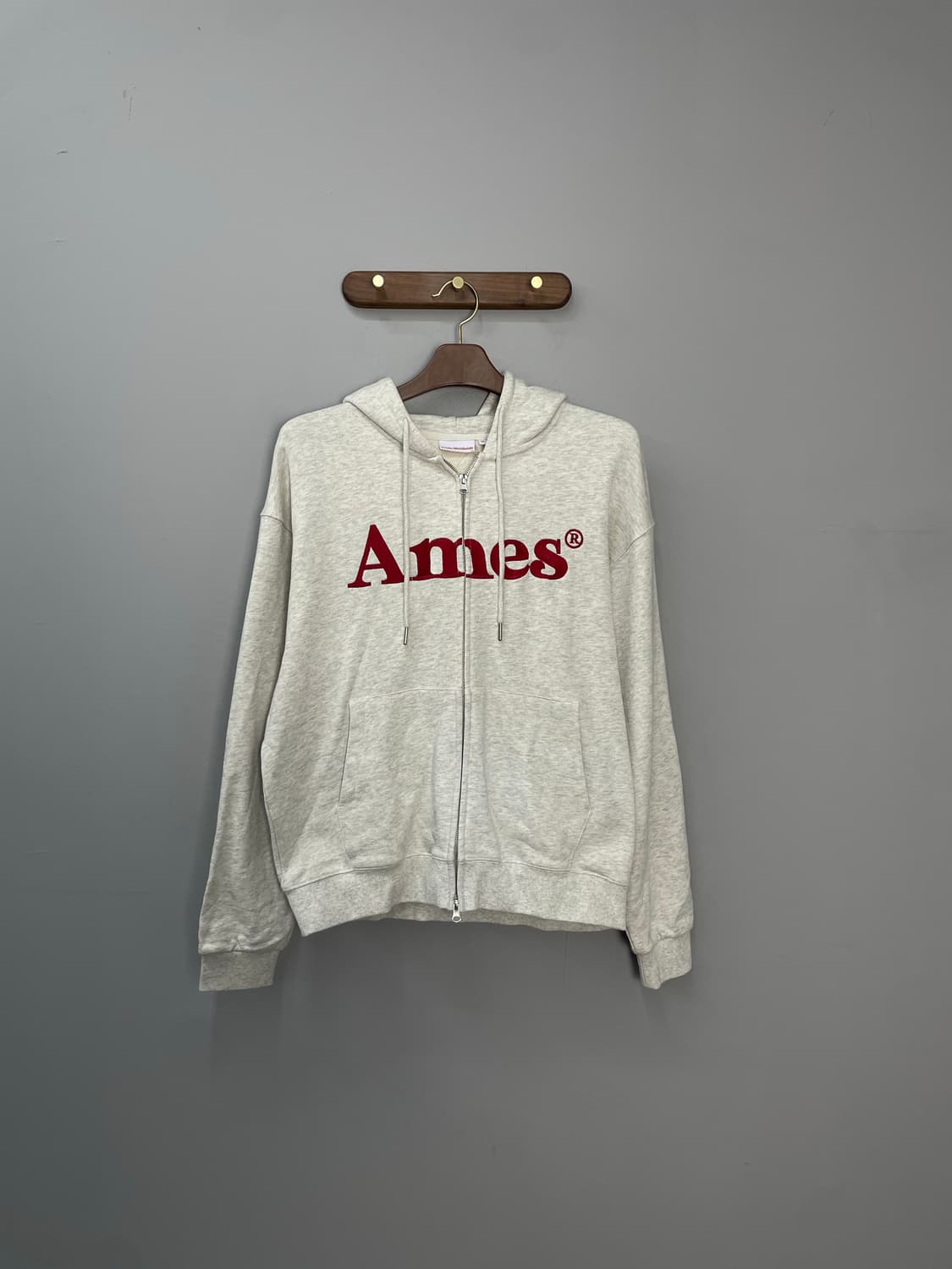 아메스 월드와이드 베이직 로고 오트밀 후드집업 H996 상품이미지2