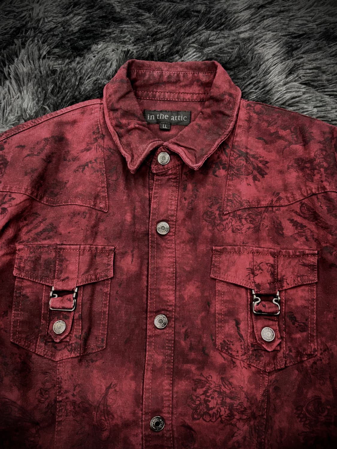 In The Attic 레드 나염 반팔 셔츠 상품이미지3