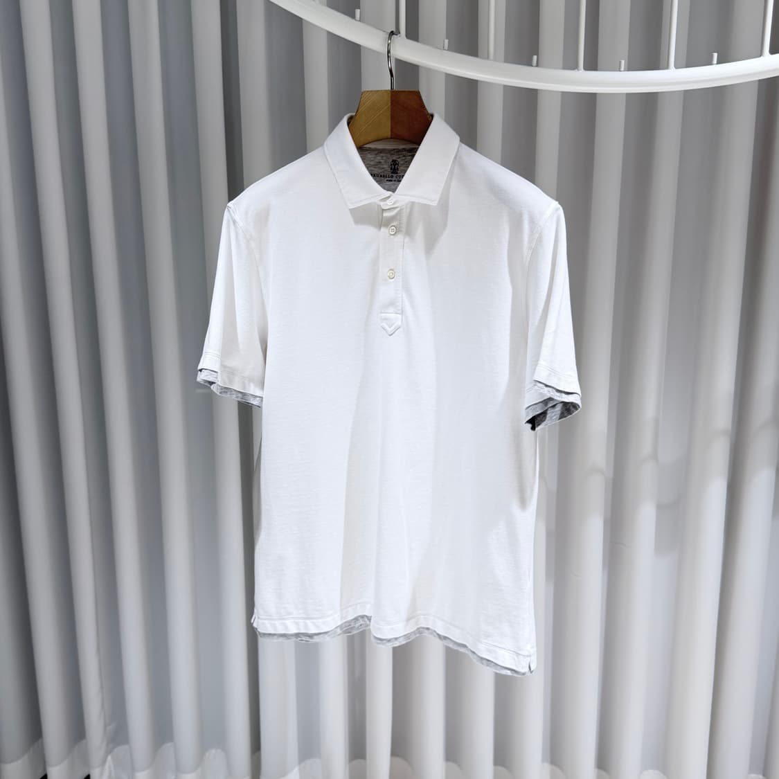 (A+/L) / 브루넬로 쿠치넬리 코튼 화이트 폴로 반팔 셔츠 상품이미지2