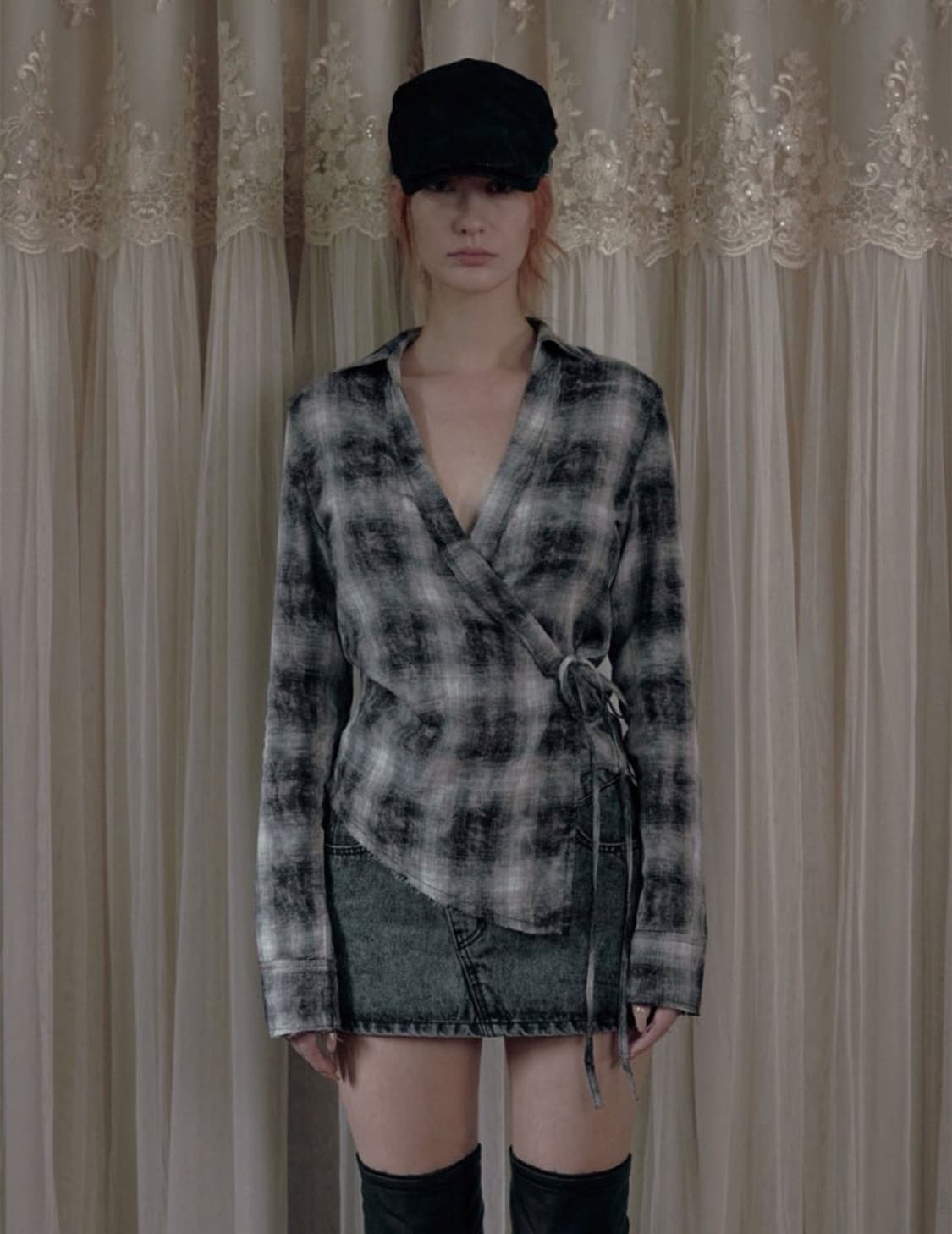 보헤미안 서울 WRAP UNBALANCE CHECK SHIRT, VINT 상품이미지1