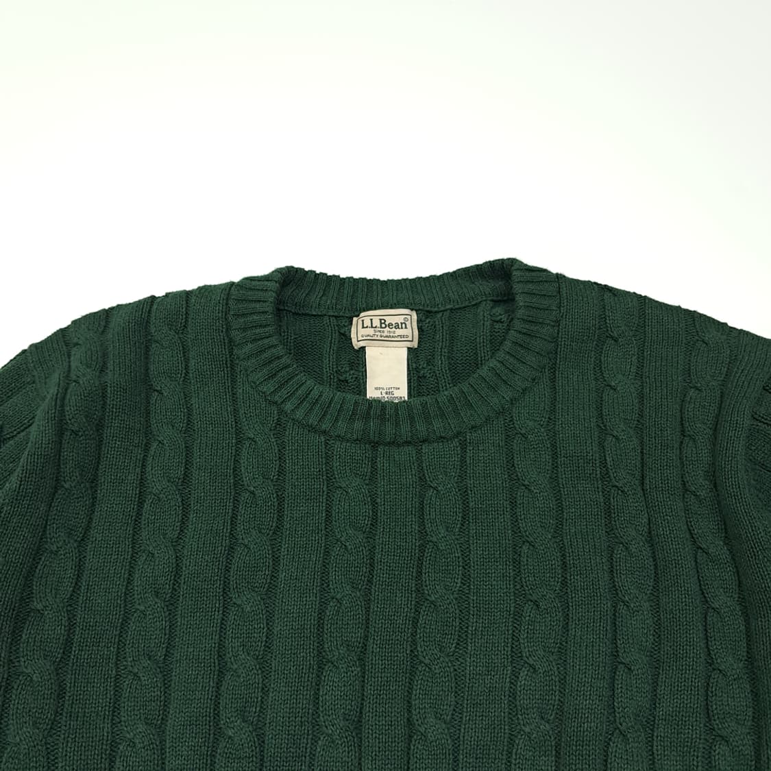 CL078 L 엘엘빈 시그니처 포레스트 그린 피셔맨 케이블 니트 상품이미지2