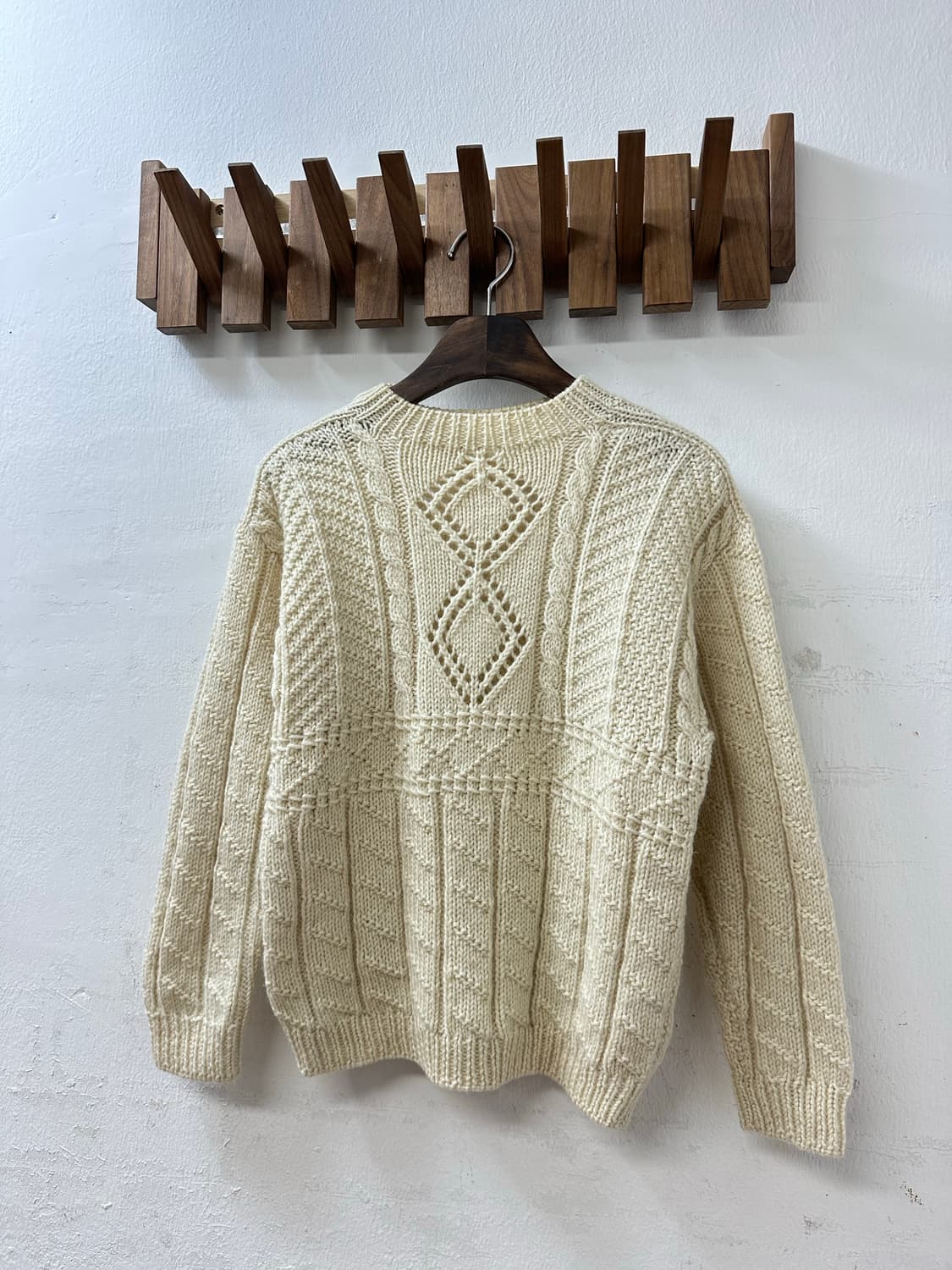 일본빈티지 아이보리 케이블 짜임 울 니트 스웨터 풀오버 상품이미지2