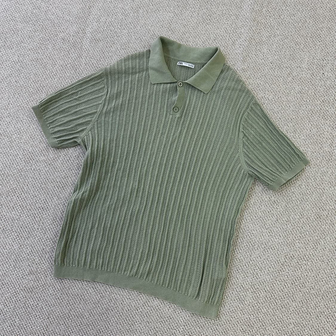 XL 자라 골지 카라 반팔 니트 티 0409D 상품이미지1