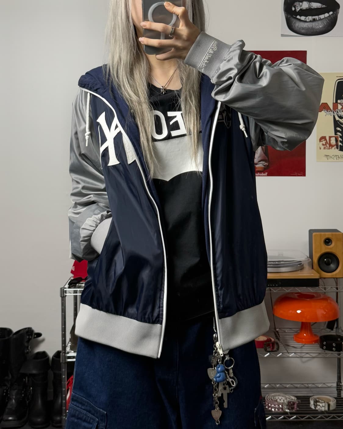 미첼앤네스 00s 뉴욕 양키즈 배색 바람막이 상품이미지2