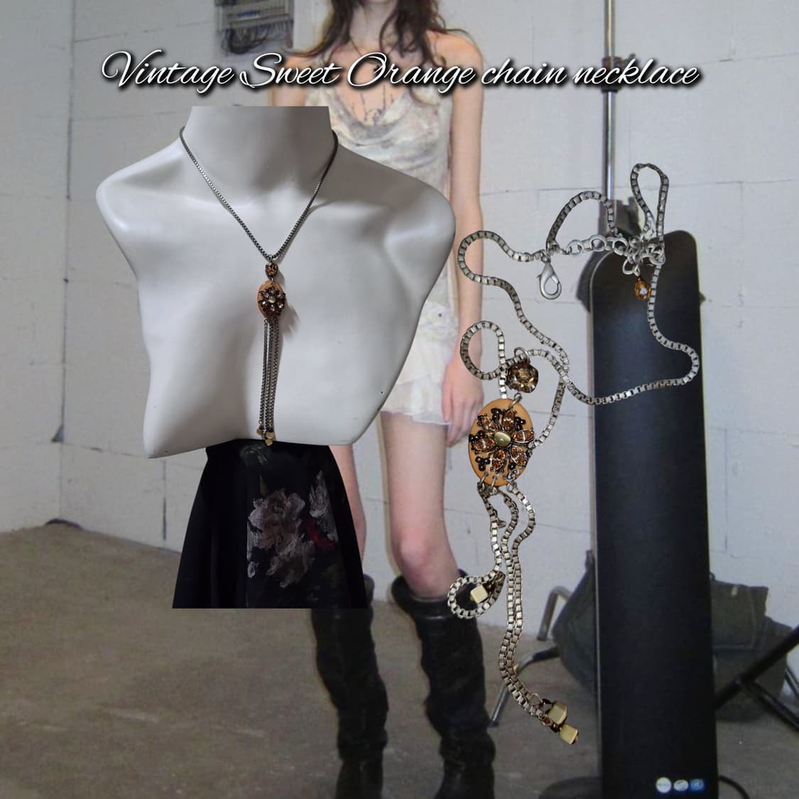 Vintage Sweet Orange chain necklace 상품이미지1