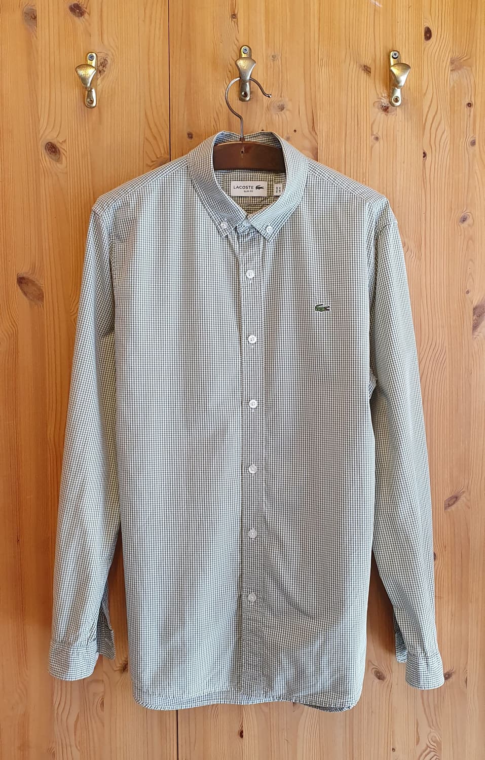 100.라코스테 Slim Fit 체크셔츠(그린)  상품이미지1