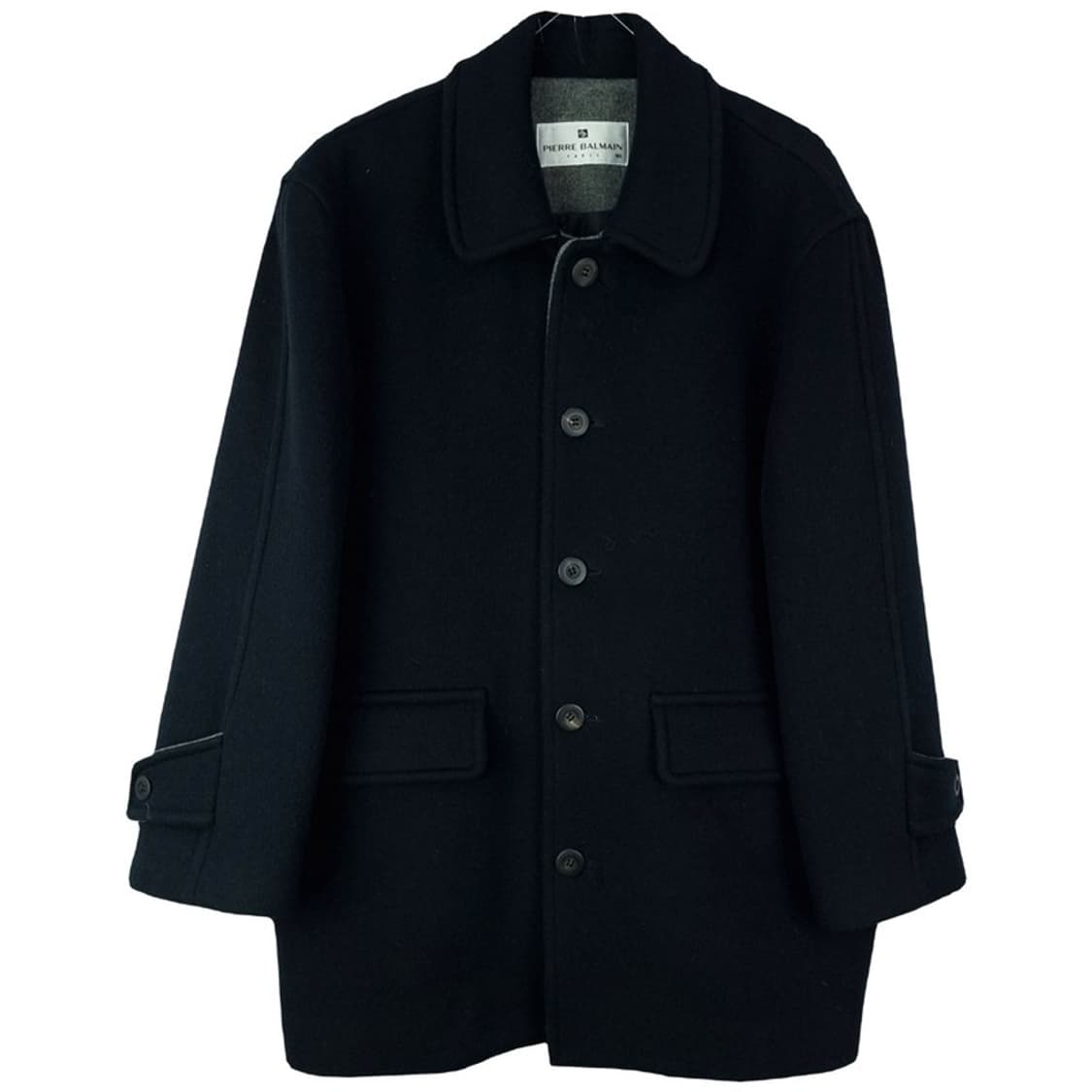 [피에르 발망] 오버핏 미들 모직 발마칸 코트 블랙 P01280 상품이미지2