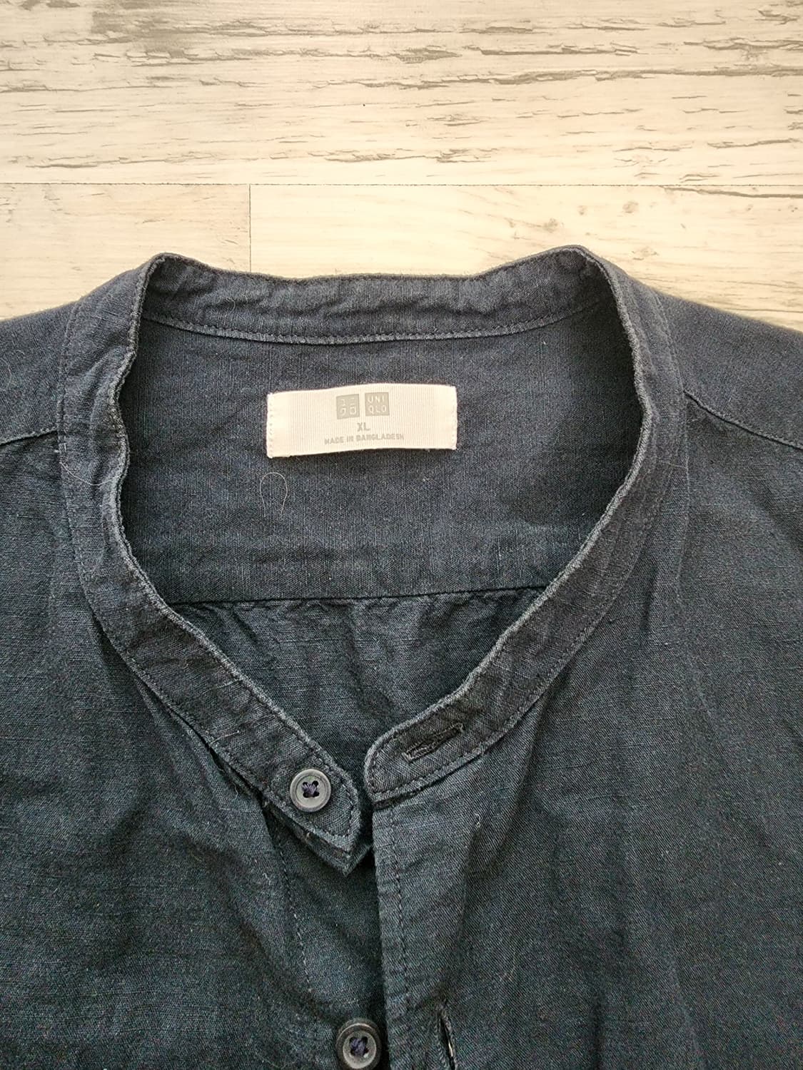 유니클로 차이나 카라 셔츠 네이비 팜. XL 린렌 블렌디드 남방 티셔츠 상품이미지3