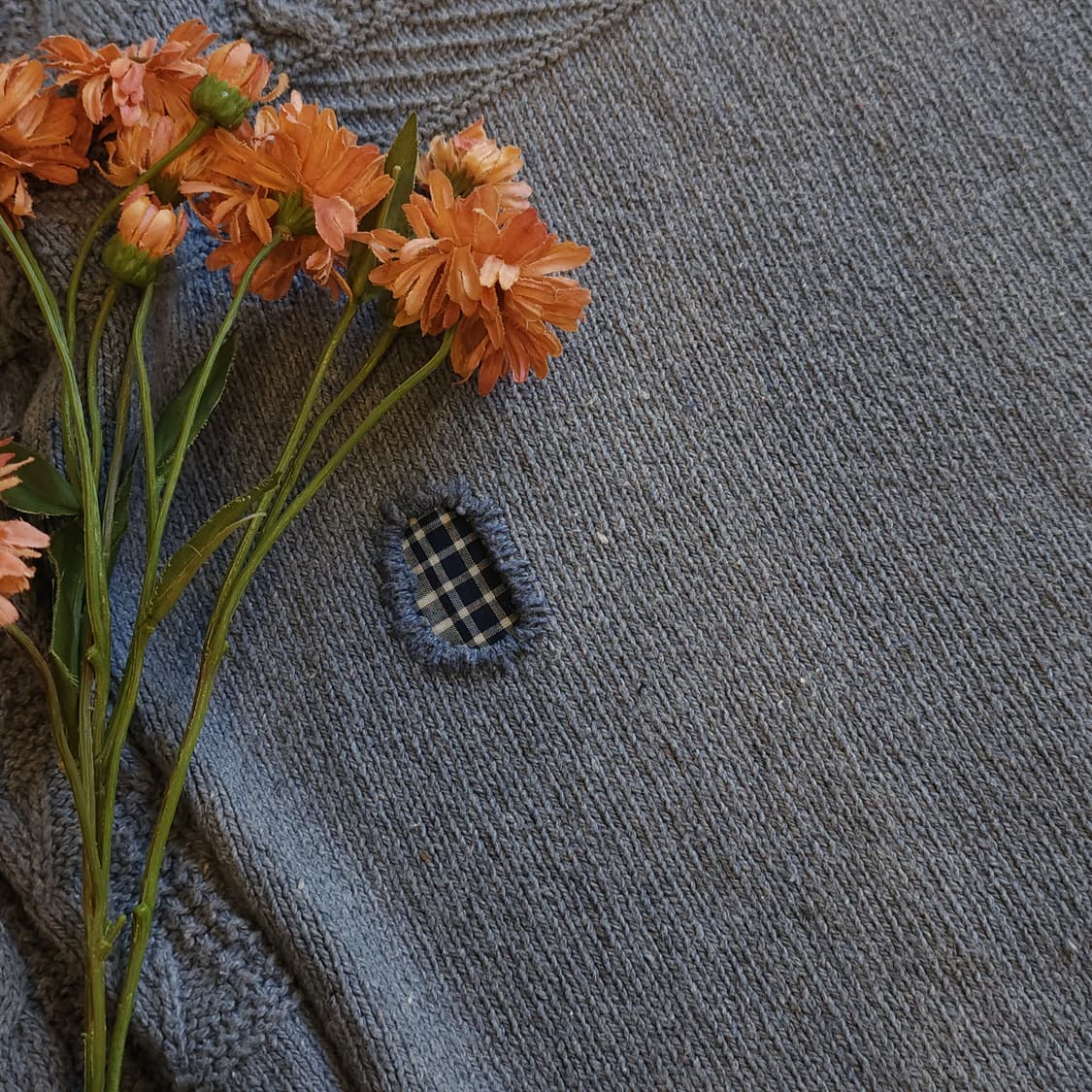 폴로 피셔맨 니트 데미지 디테일 패치워킹 인디고 블루 m 상품이미지9