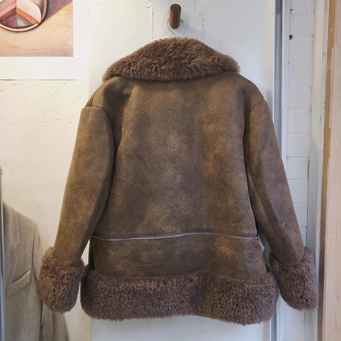 Jingzhongyue 브라운 카라 무스탕 상품이미지7