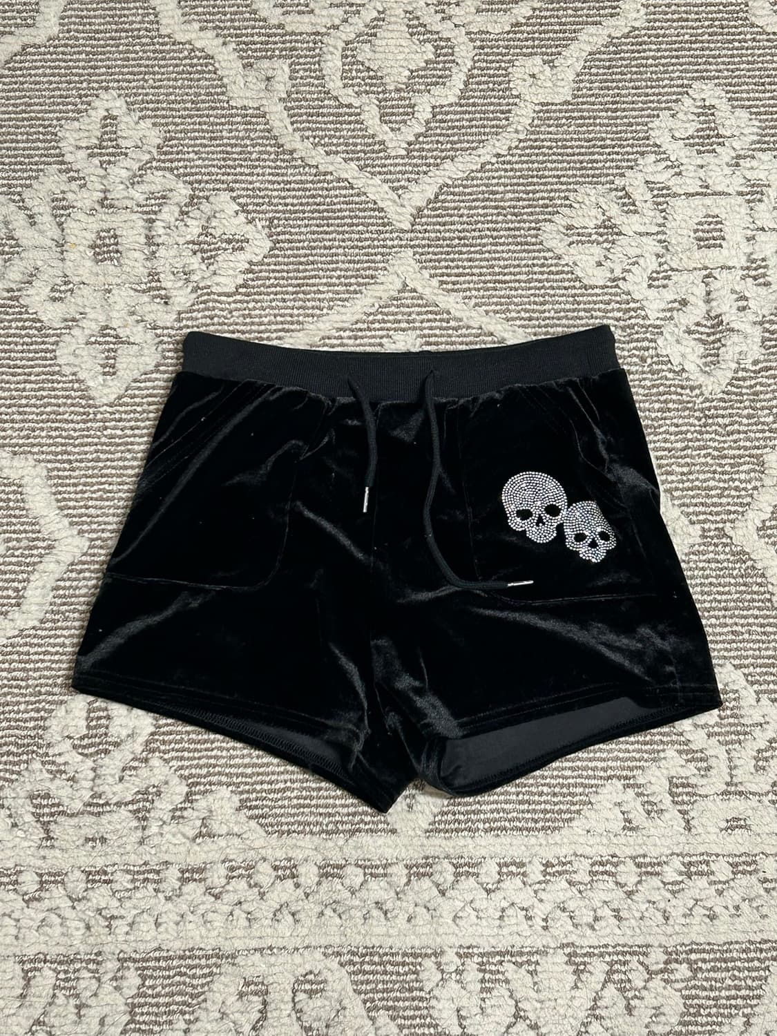 펑크 스컬 해골큐빅 벨벳팬츠  상품이미지1