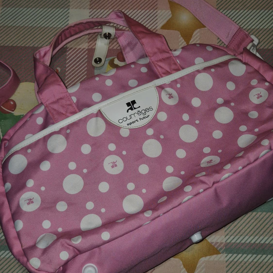 00s 꾸레쥬 핑크 물방울 스포티 3way 볼링백 상품이미지10