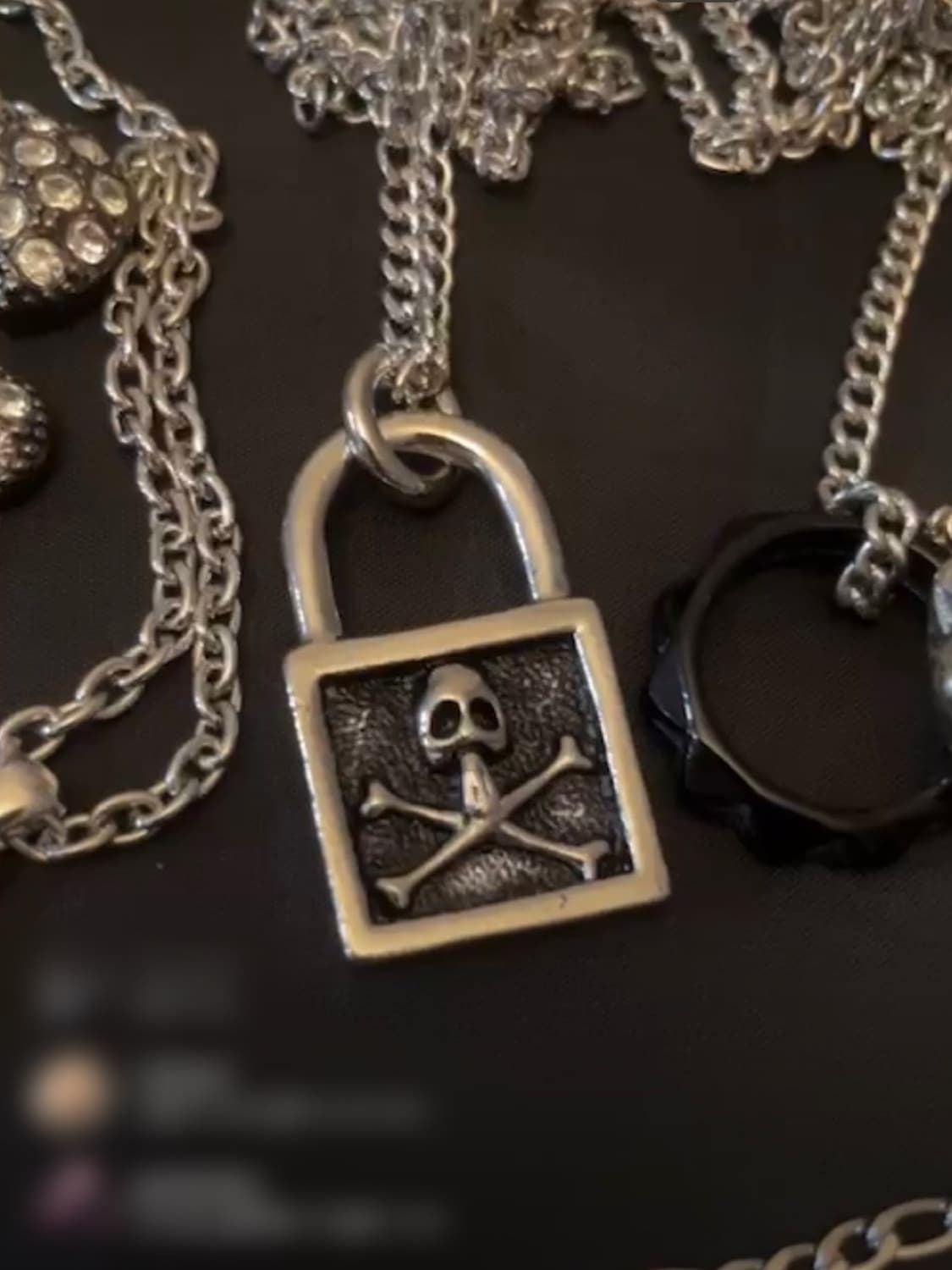 Vintage 빈티지 펑크 해골 자물쇠 목걸이 상품이미지1