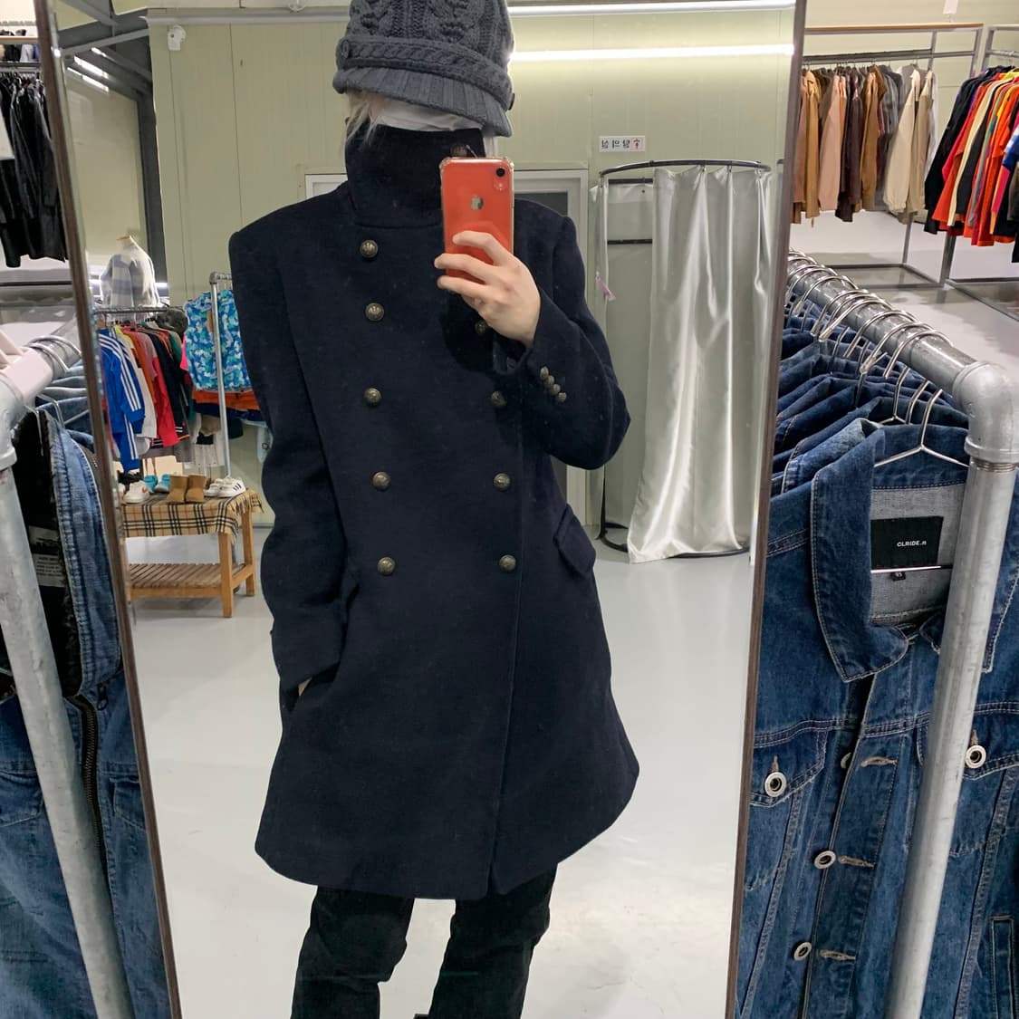 타임옴므 빈티지 하이넥 금장 피코트 105 나폴레옹 하프코트 상품이미지1