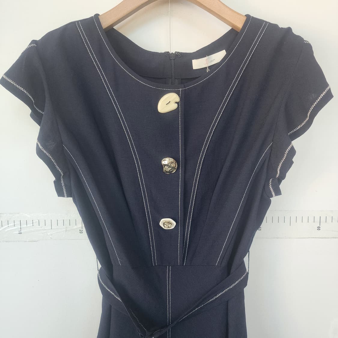 지고트 네이비 핀턱 플레어 원피스 상품이미지2