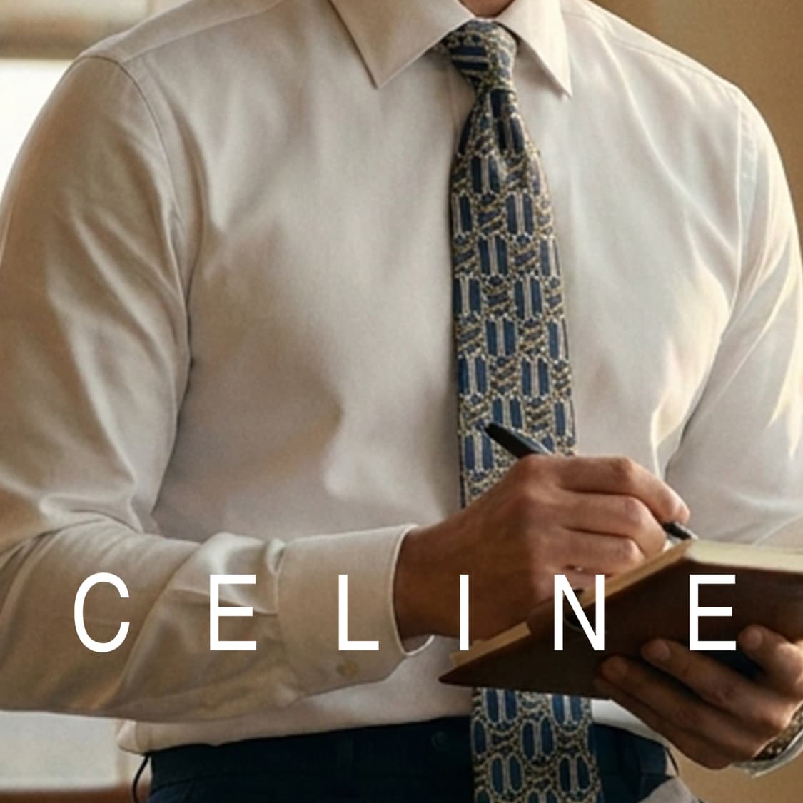 CELINE 셀린느 실크 네이비 패턴 넥타이 9.5cm A+등급 K258 상품이미지1