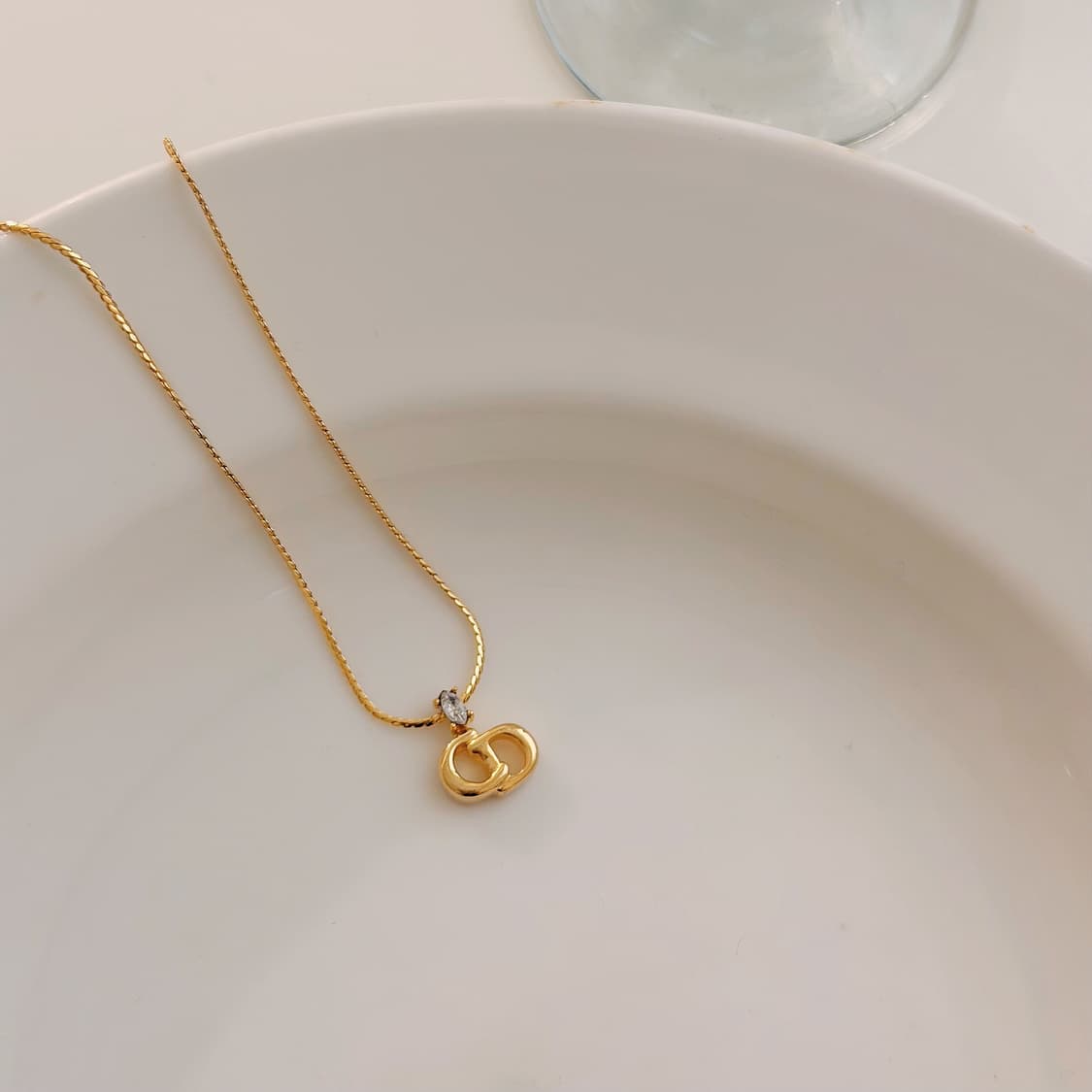 빈티지 디올 CD 로고 큐빅 목걸이 상품이미지3