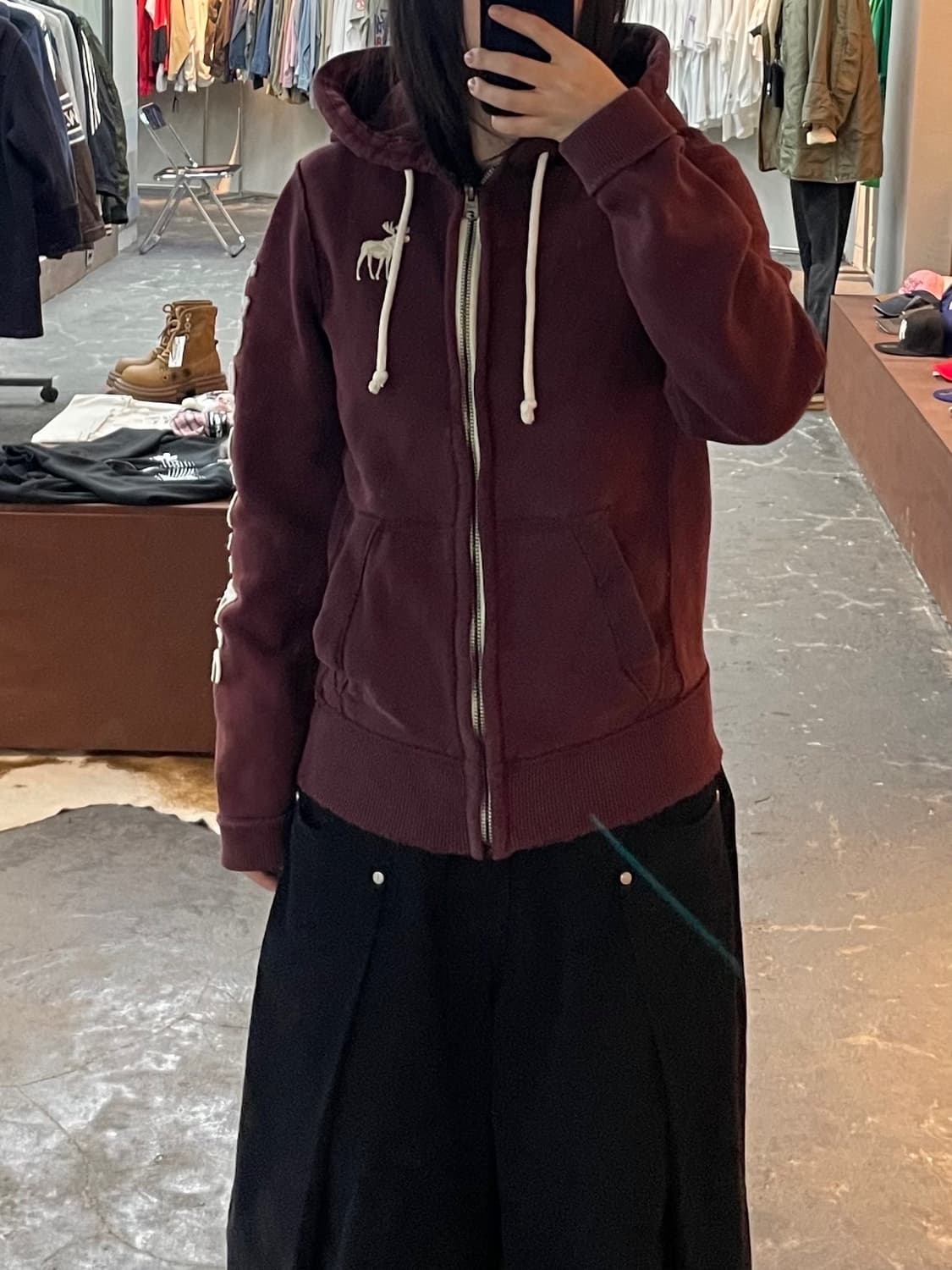 아베크롬비 순록로고 버건디 후드집업 H1668 상품이미지1