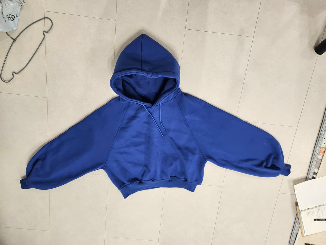 블루 기모후드크롭 상품이미지1