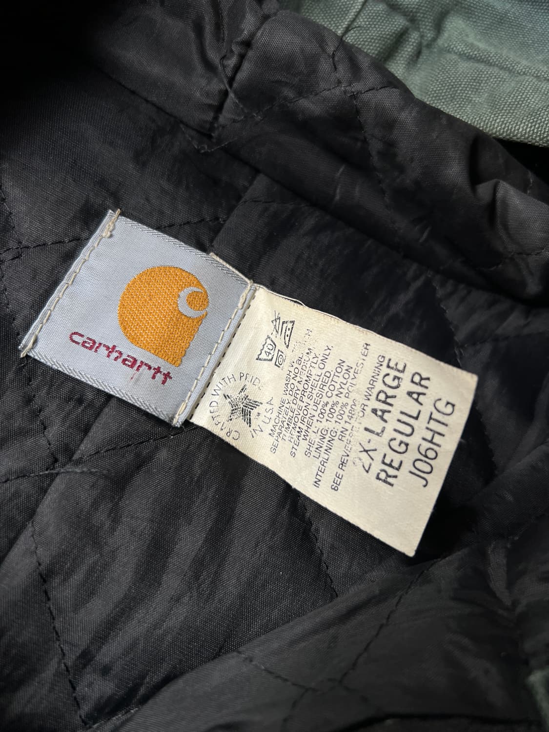 [2XL]90's 칼하트 USA J06 헌터그린 액티브 워크자켓 상품이미지2