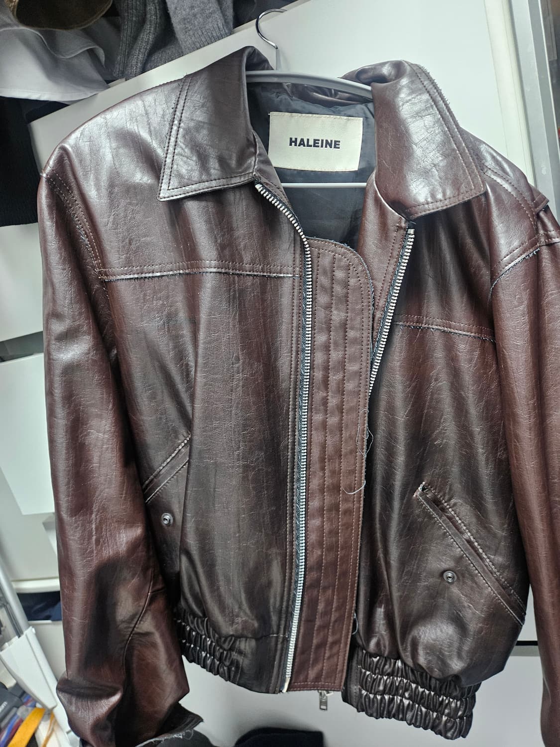 새상품) 알렌느 그라데이션 에코레더 자켓 1 상품이미지1