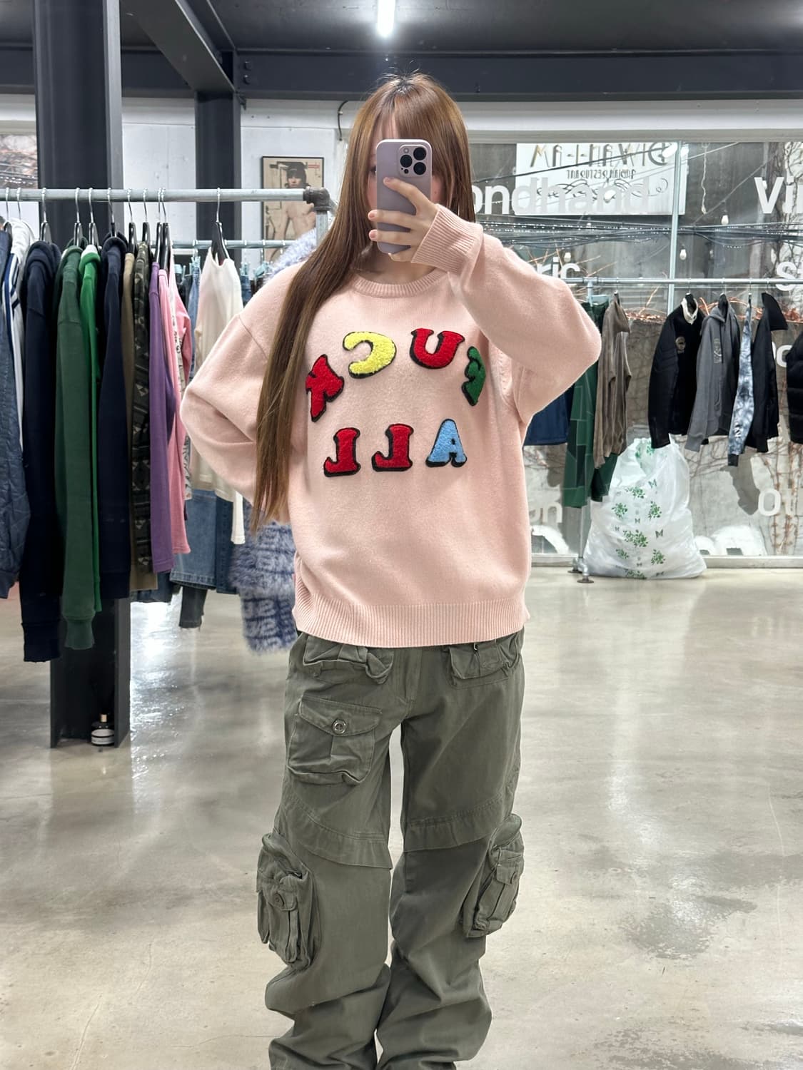 슈프림 x Jamie Reid 퍽 올 스웨터 더스티핑크 상품이미지3