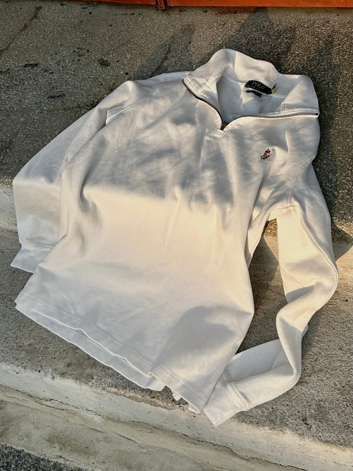 *rare* 2000s polo 폴로 화이트 브라운 포니 니트 반집업ㅠ 상품이미지2