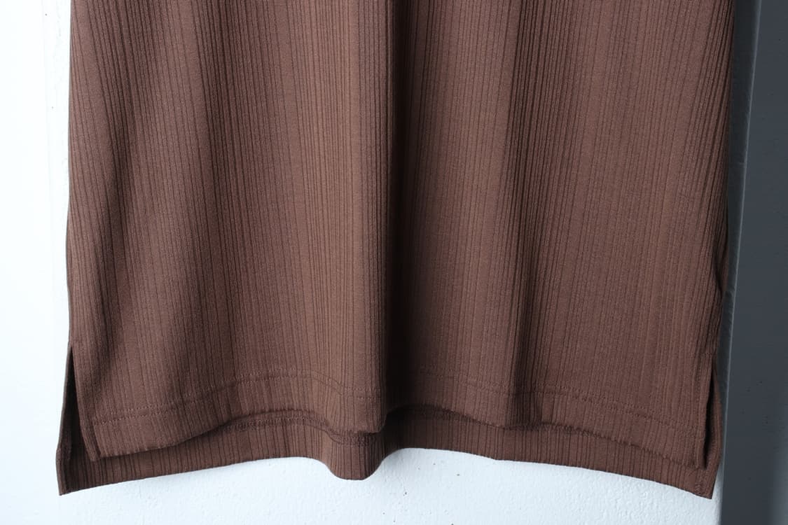 (XL-2XL) 드로우핏 반팔 티셔츠 스트라이프 골지 브라운-H32047 상품이미지4