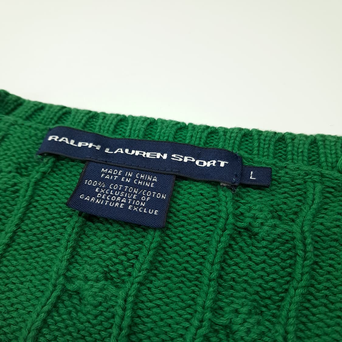 CL022 L 랄프로렌 코튼 케이블 V넥 니트 상품이미지3