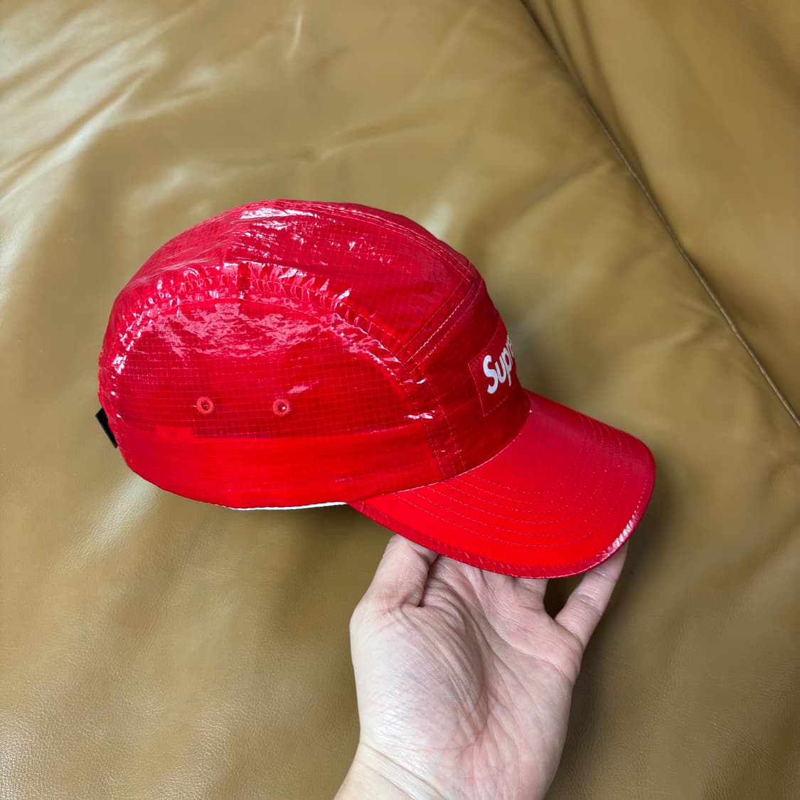 슈프림 캠프캡 모자 박스로고 글로스 립스탑 레드 상품이미지3