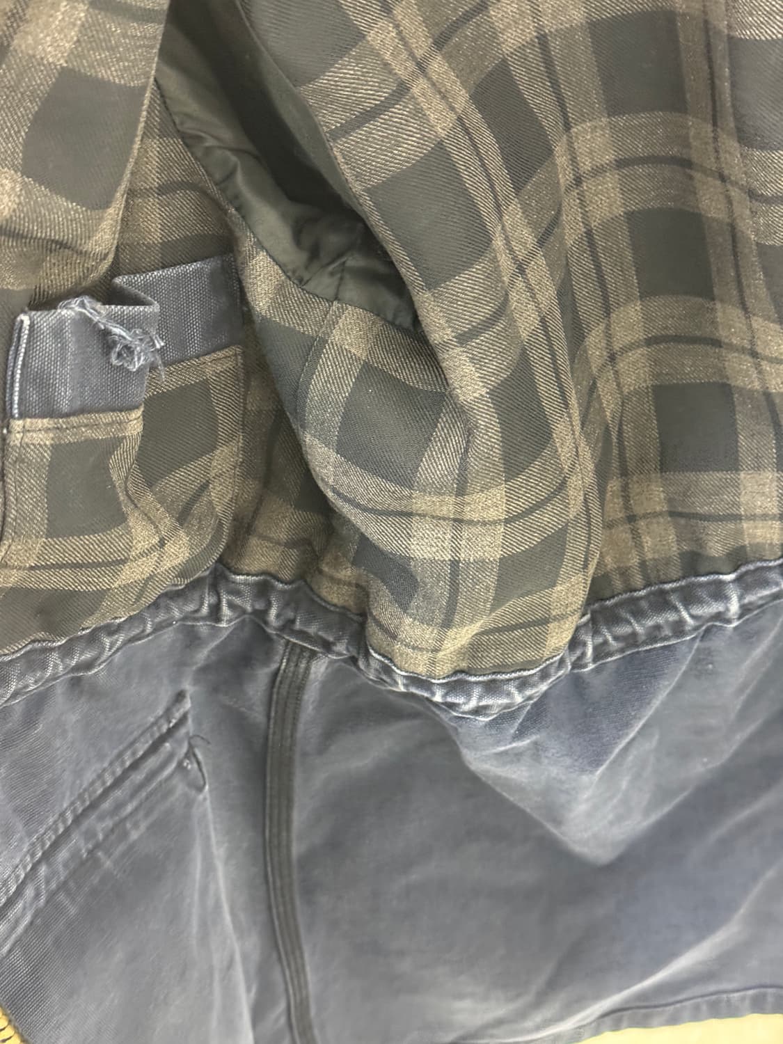 칼하트 데님 자켓 네이비 체크 안감 상품이미지4