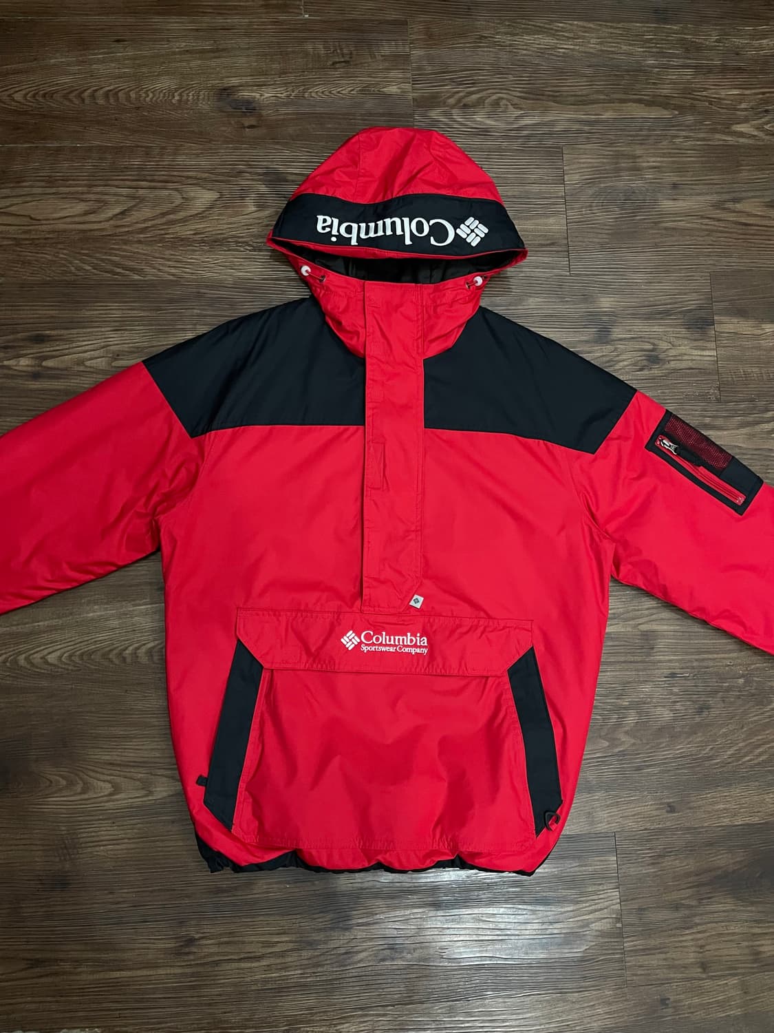컬럼비아 풀오버 아노락 패딩 자켓 레드 상품이미지1