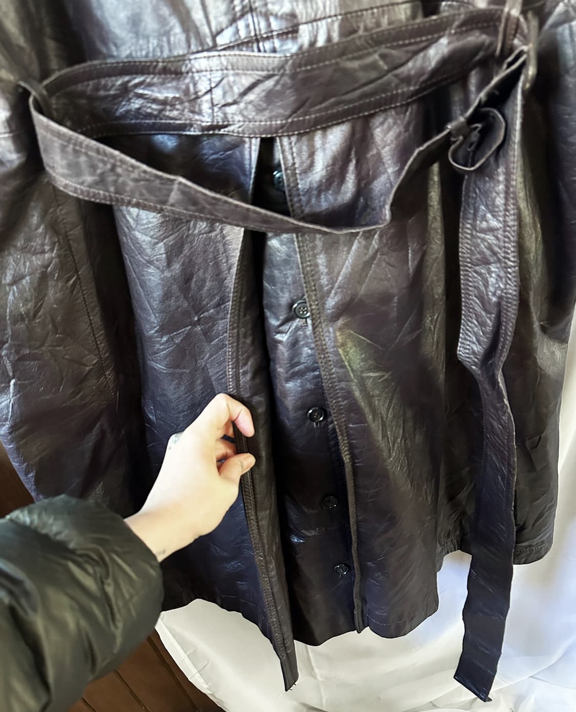 JPV brown leather trench coat 상품이미지9