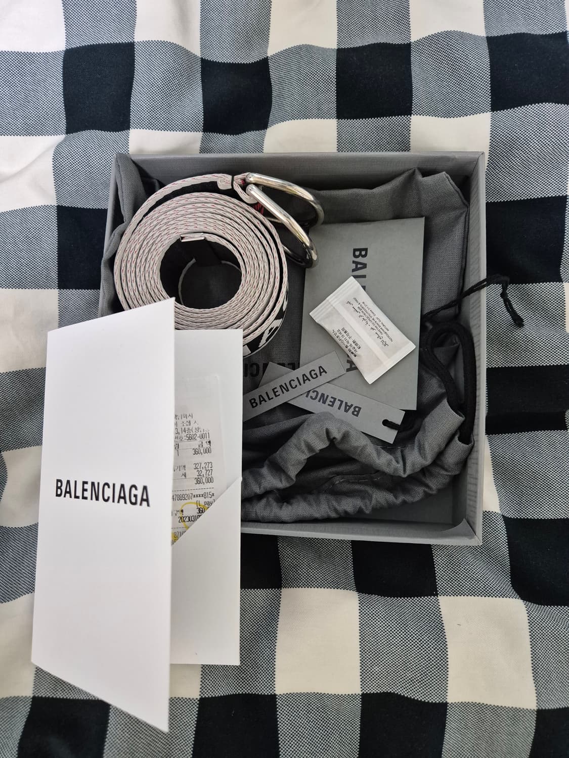 발렌시아가 D링 벨트 그레이 레드 상품이미지3