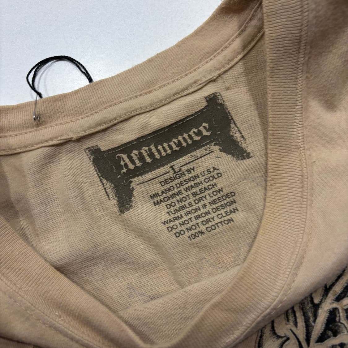 [L] Affliction 어플릭션 Y2K 반팔 티셔츠 베이지 C900 상품이미지4