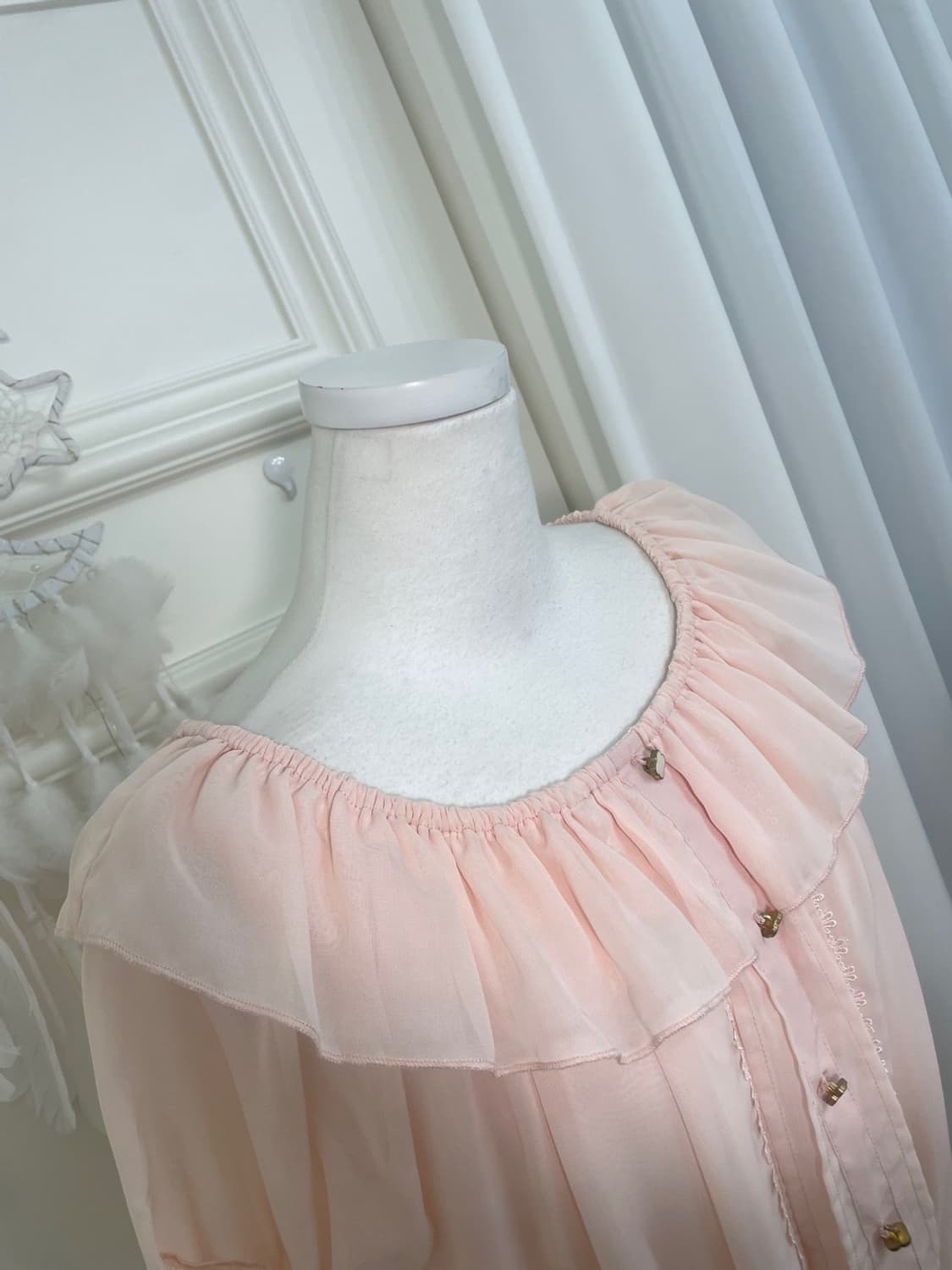 coral lace off-shoulder summer blouse 상품이미지7