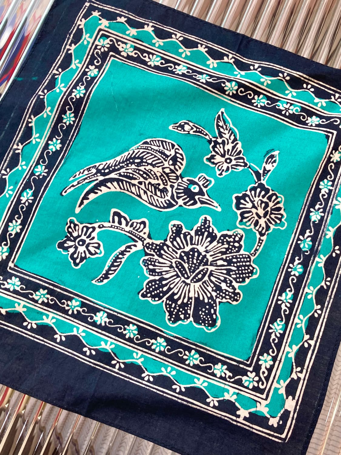빈티지 에스닉 패턴 에메랄드 손수건 상품이미지2