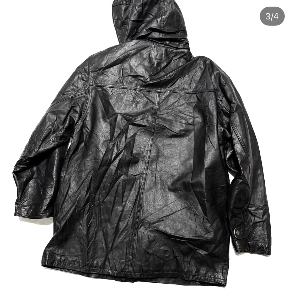 D Homme A Homme - 후디드 레더 파카 코트 상품이미지3