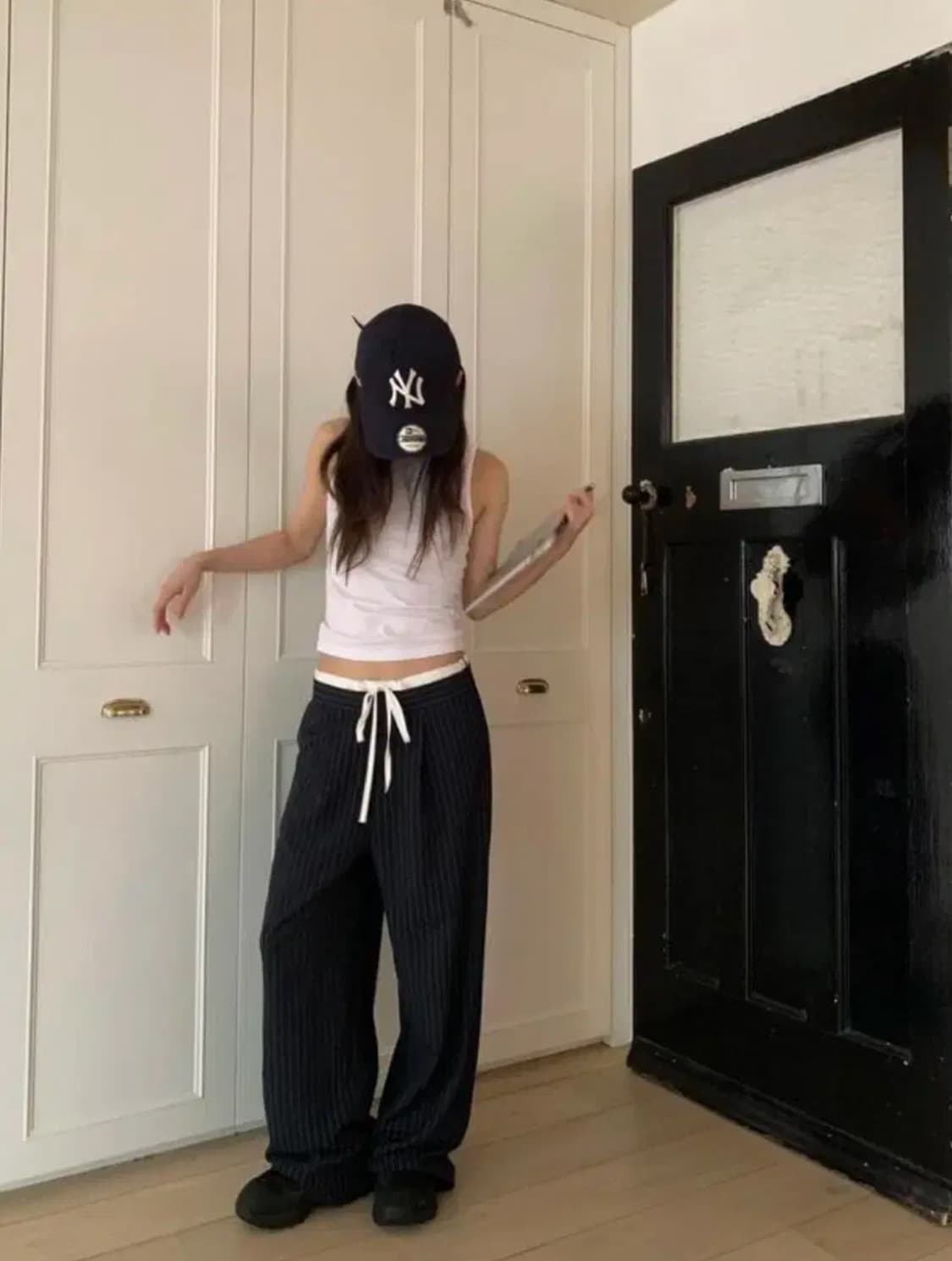 릿킴 더블웨이스트 스트라이프 팬츠 상품이미지1