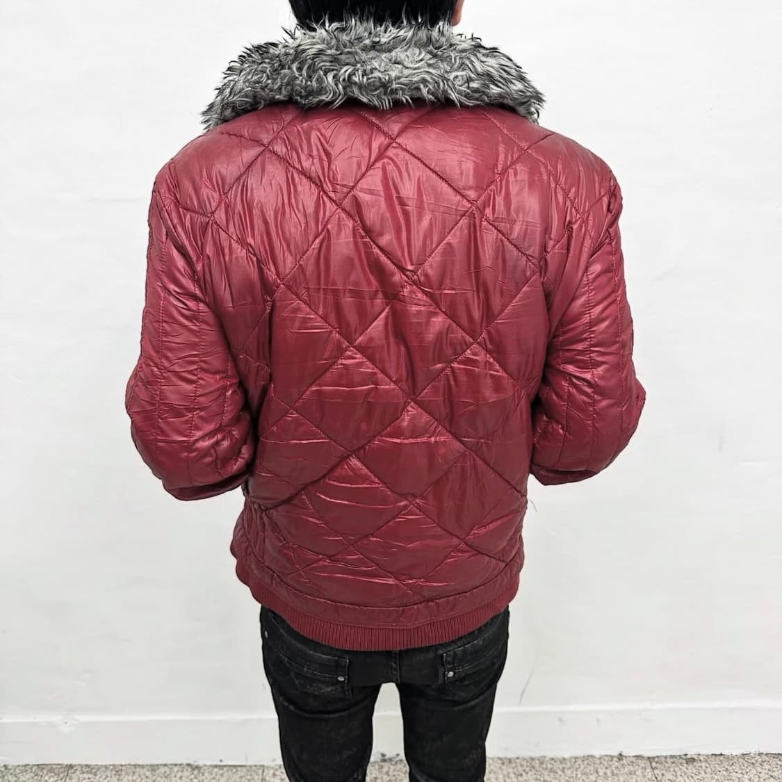 Red fur down jacket 상품이미지3