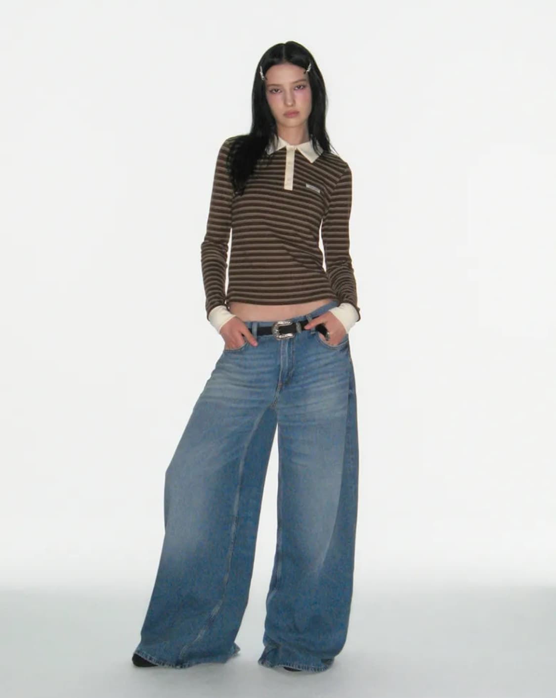 크랭크 멀티 스트라이프 폴로 셔츠 브라운 상품이미지1