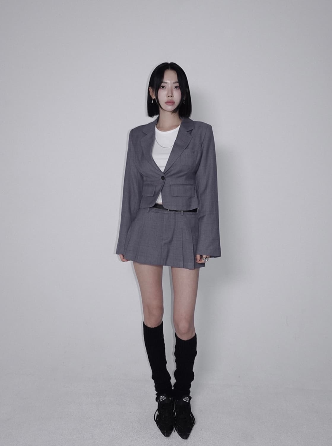 (새상품) 페일제이드 데뮤어 드뮤어 크롭 셋업 스커트 그레이 상품이미지2