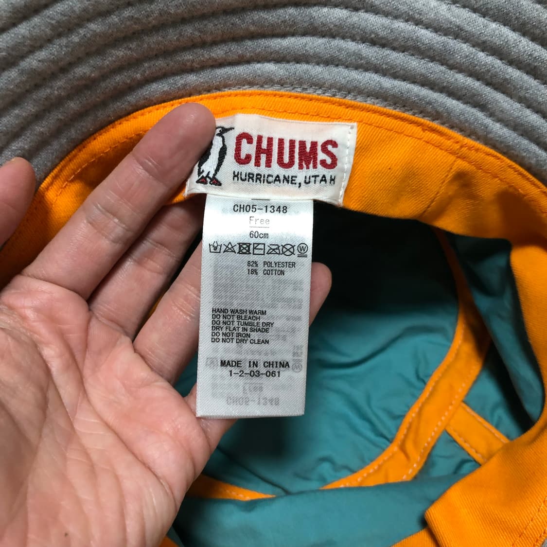 (ONE SIZE) 새상품 첨스 (CHUMS) 레터링 져지 버킷햇 그레이 상품이미지6