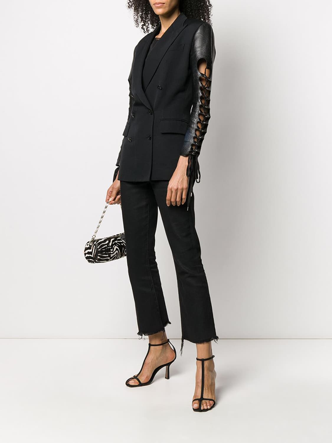 [40]장폴고티에 레더 슬리브 레이스 업 자켓 상품이미지5