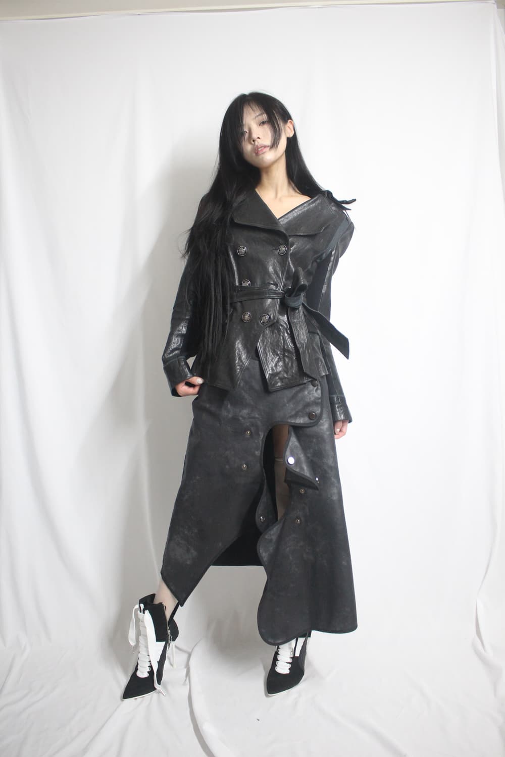 Antique frill trench leather jacket 상품이미지10