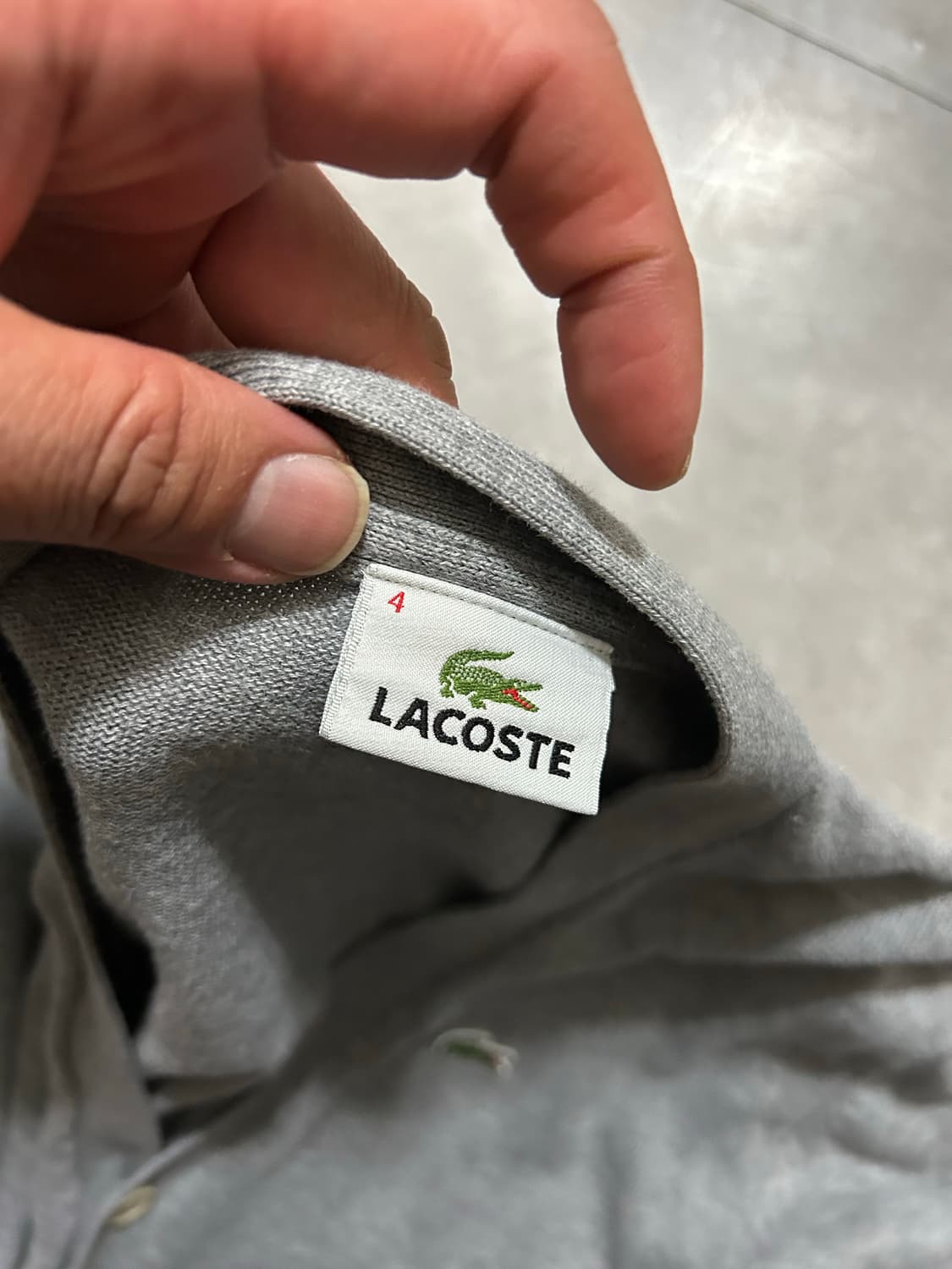 라코스테 라이트 그레이  코튼니트 빈티지 가디건 100size  상품이미지3