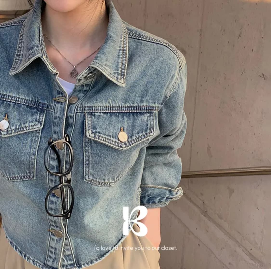 베이델리 크롭 청자켓 상품이미지1