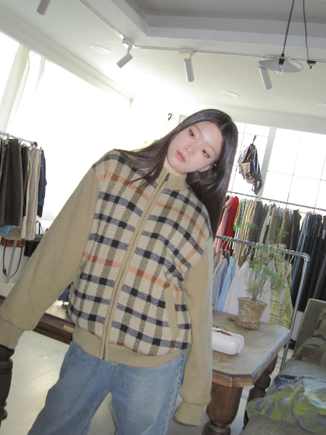 닥스 코지 체크 집업 상품이미지6